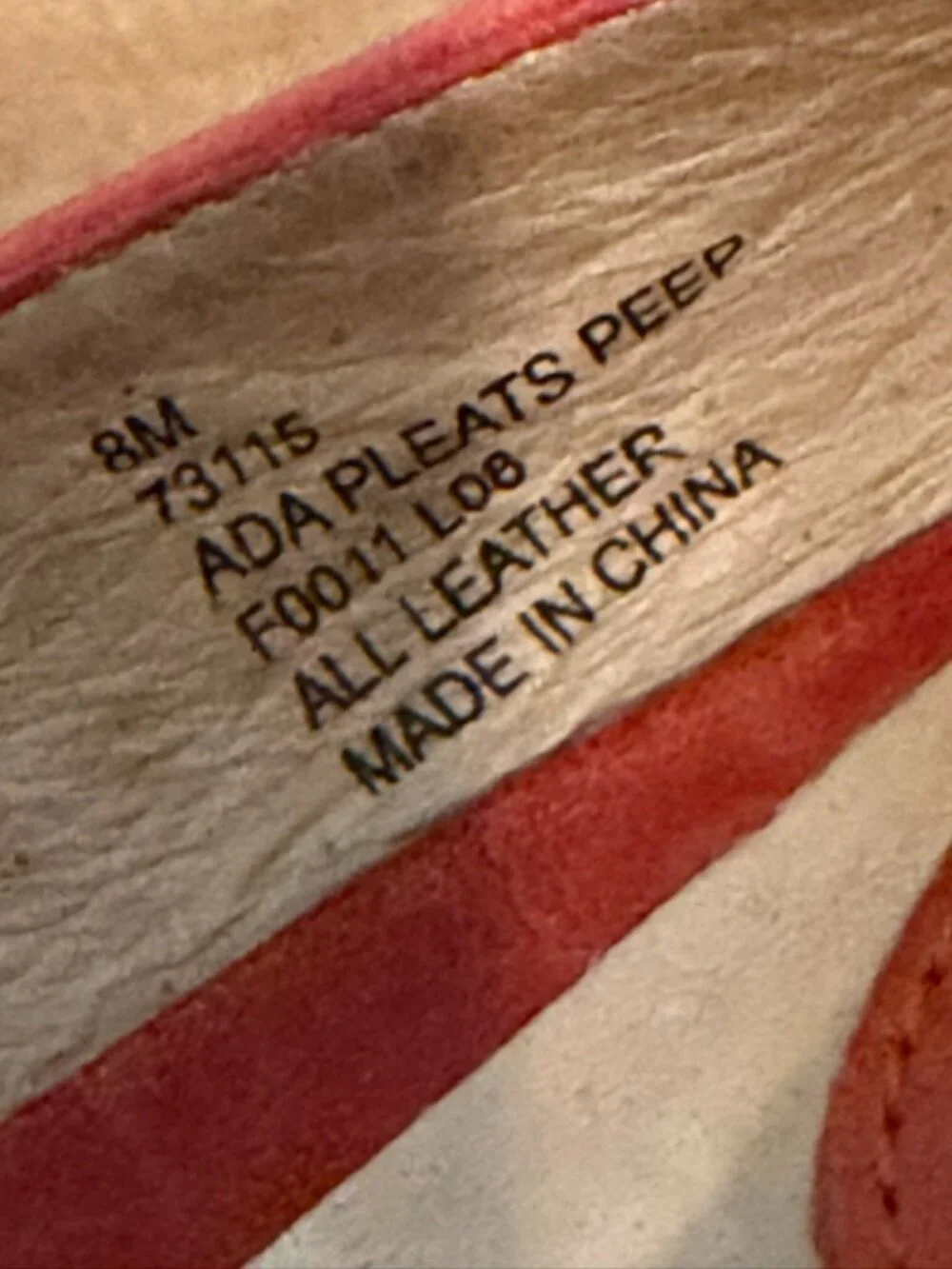 Frye Ada Pleats Peep Toe Pumps Coral Red Leather Kitten Heels Size 8 Vintage